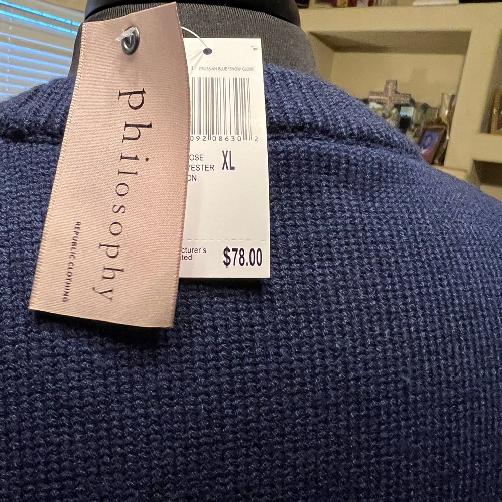 XL sweater Philosophy Navy White Striped Sweater Top SizeXL - Picture 6 of 6